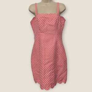 I Heart Ronson Textured Polka Dot Pink & White Scalloped Dress Size 6